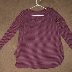 Arizona Maroon Striped Long Sleeves